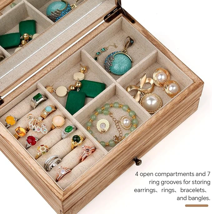 2 Layer Wooden Jewelry Box Organizer factory